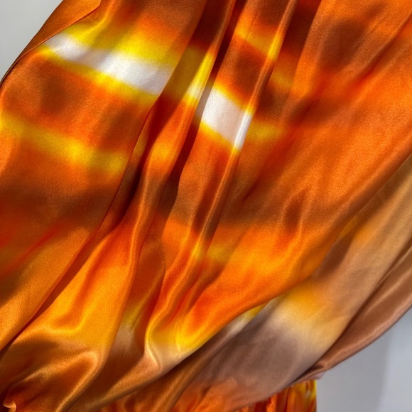 Camelot Orange 100% Silk Maxi Dress Beaded Bodice Size S Formal Evening Gown - Picture 8 of 16